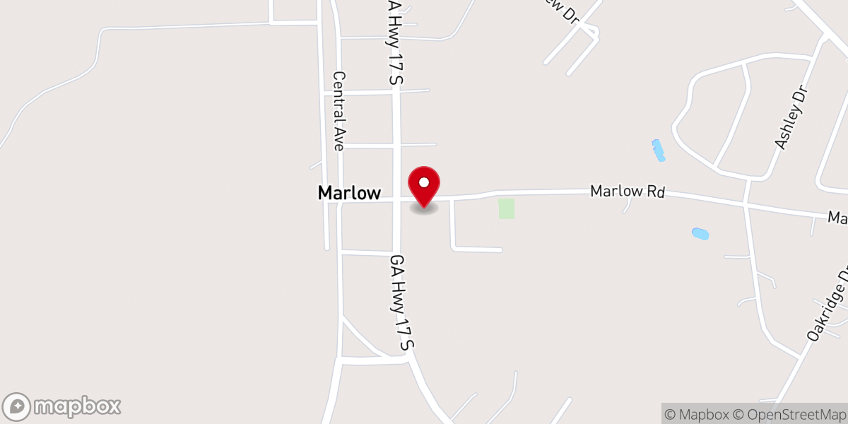 Map showing location of Marlow United Methodist Church