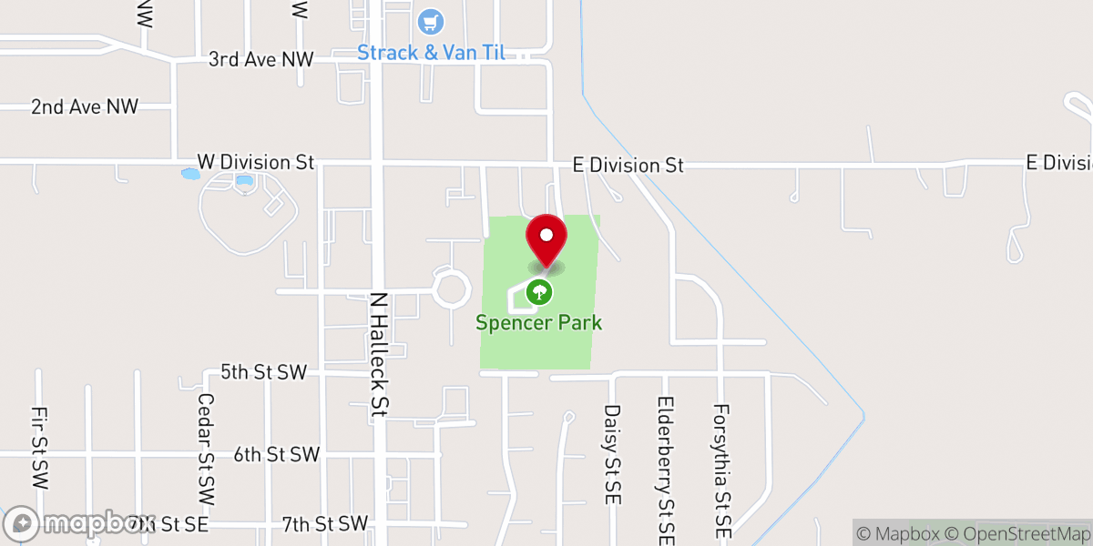 Map showing location of Spencer Park