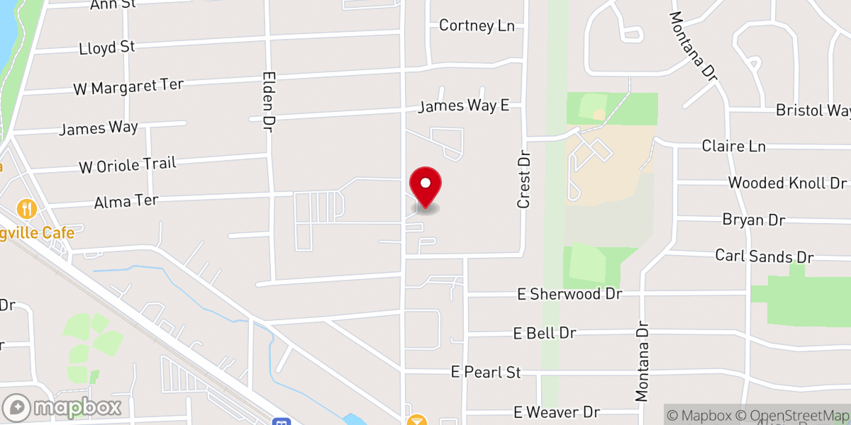Map showing location of Trinity Baptist Community Church