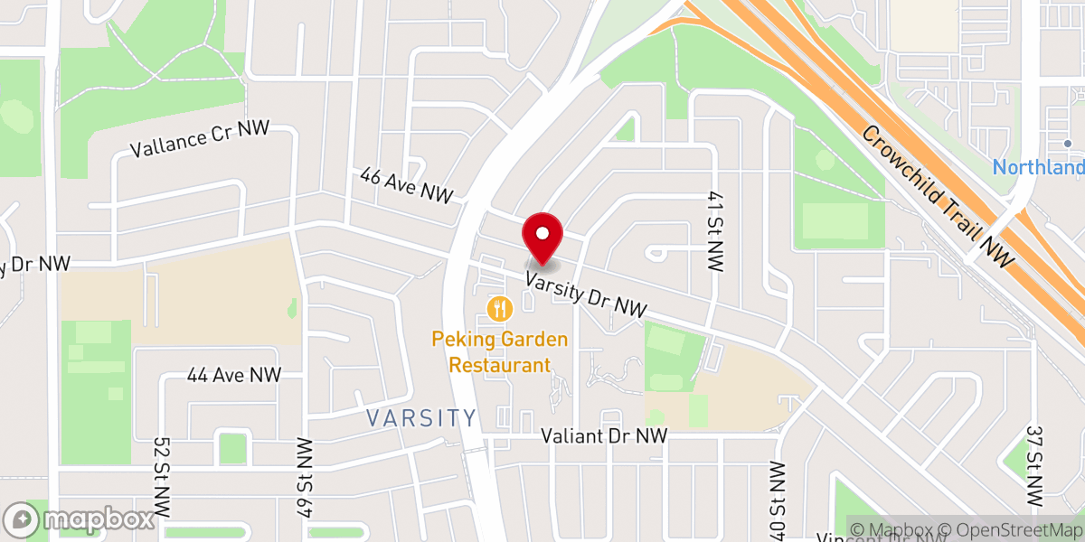 Map showing location of Varsity Acres Presbyterian Church