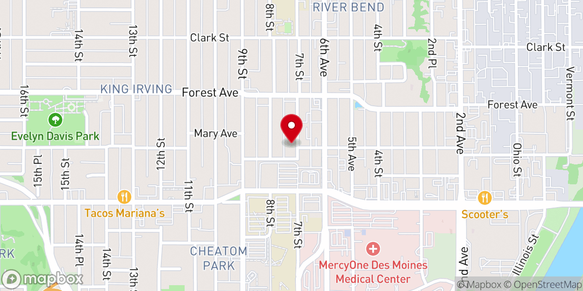 Map showing location of Des Moines Catholic Worker