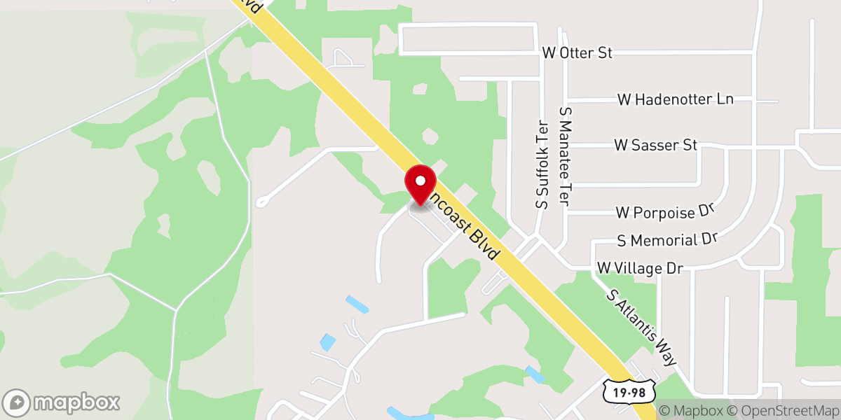 Map showing location of Hole in One Donuts Homosassa