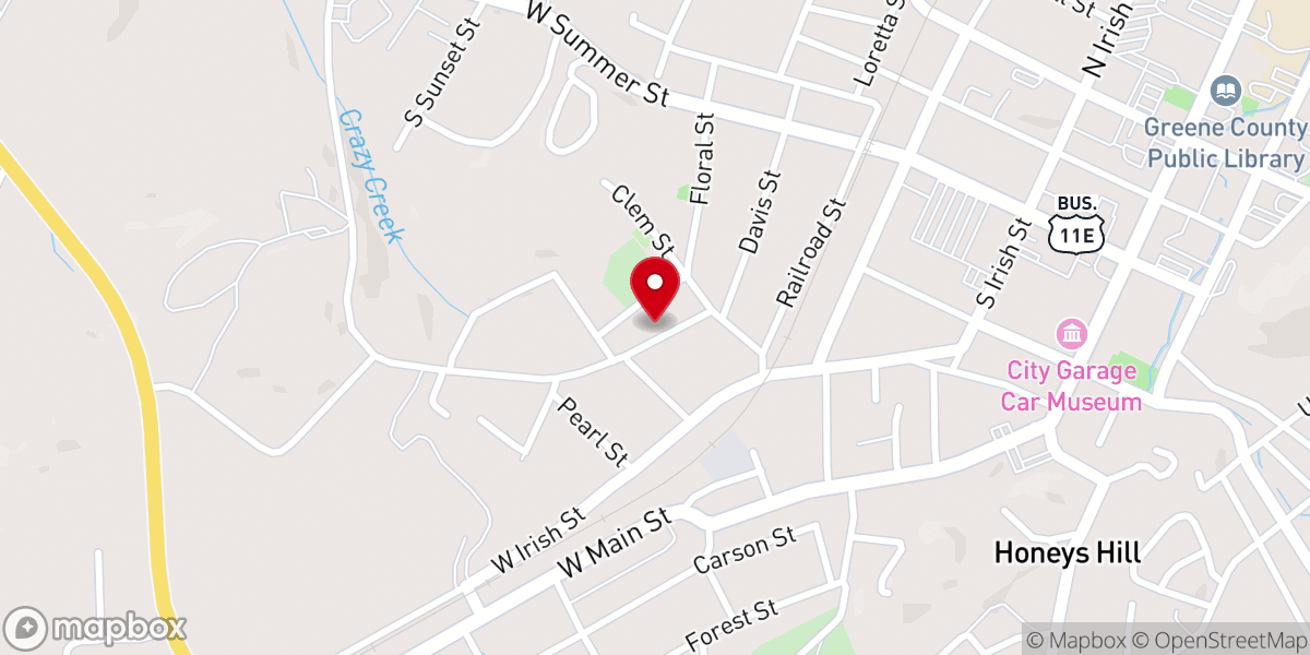 Map showing location of Tate Chapel United Methodist Church