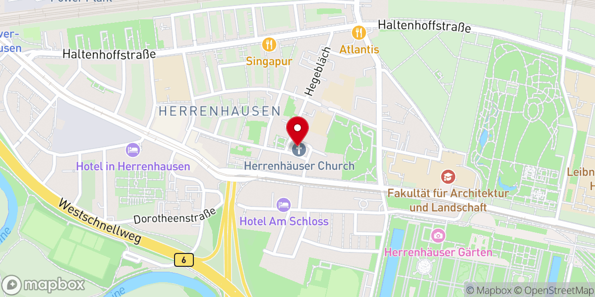 Map showing location of Herrenhäuser Kirche
