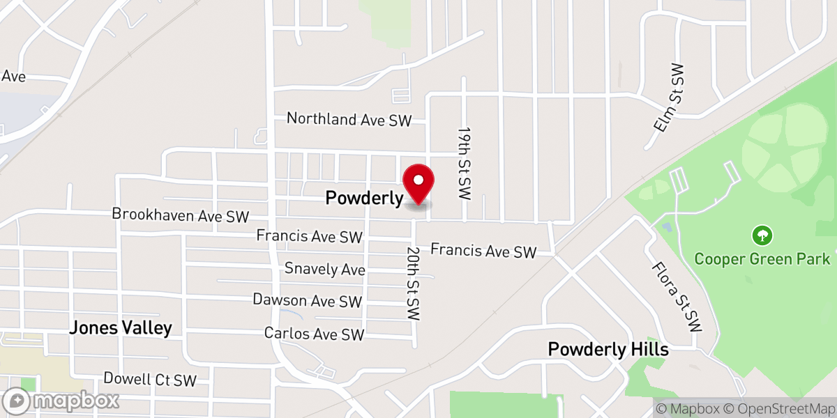 Map showing location of West End Hills Missionary Baptist Church