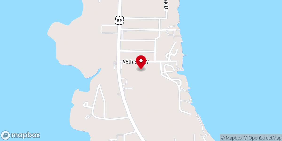 Map showing location of Grand Lake Baptist Church
