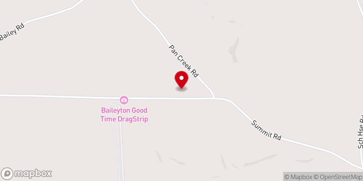 Map showing location of Pan Creek Baptist Church