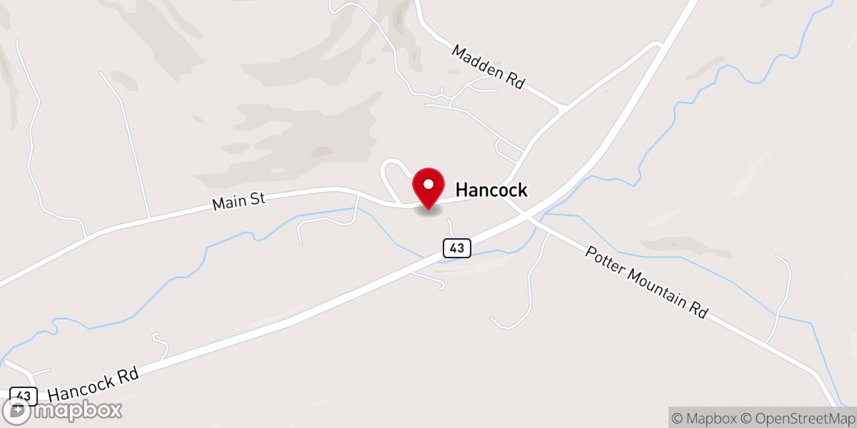 Map showing location of Hancock Baptist Church
