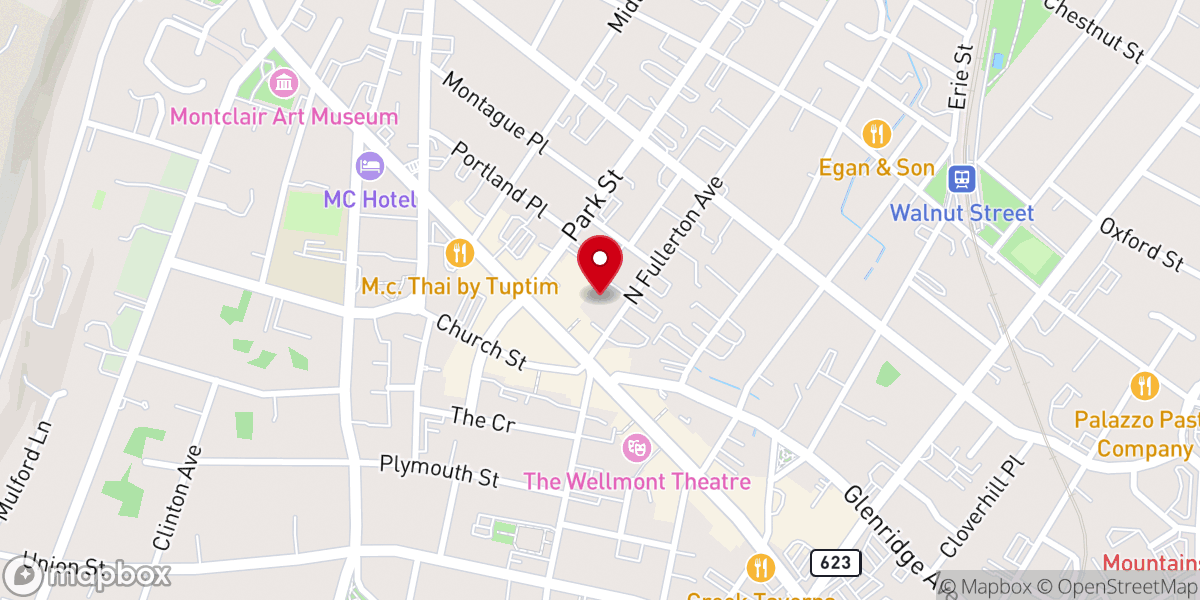 Map showing location of First United Methodist Church of Montclair