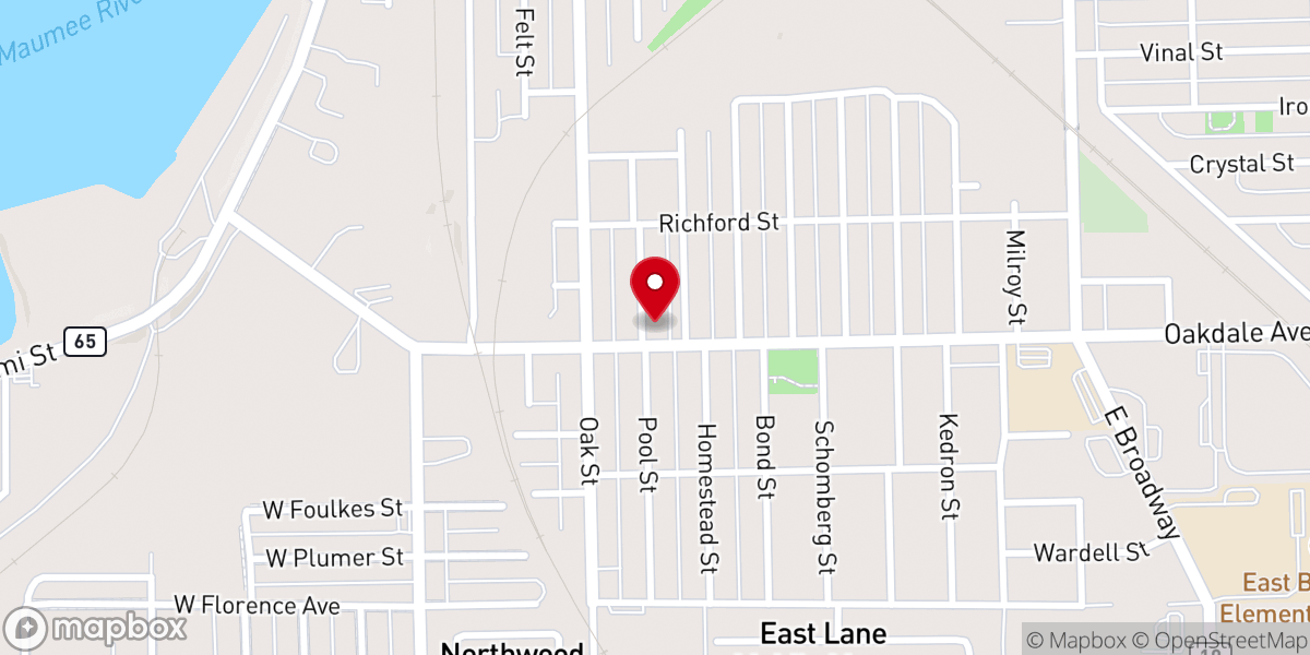 Map showing location of Oakdale United Methodist Church