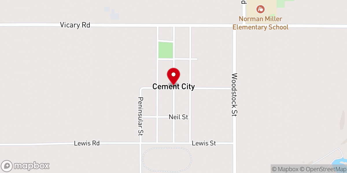 Map showing location of Cement City