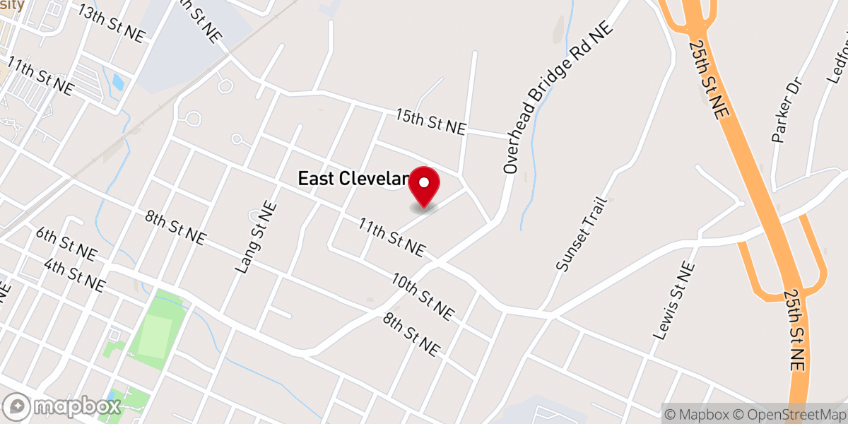 Map showing location of East Cleveland Baptist Church