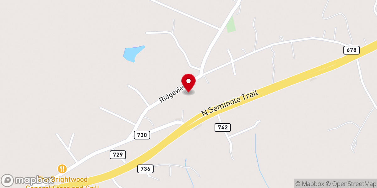 Map showing location of Chestnut Grove Baptist Church