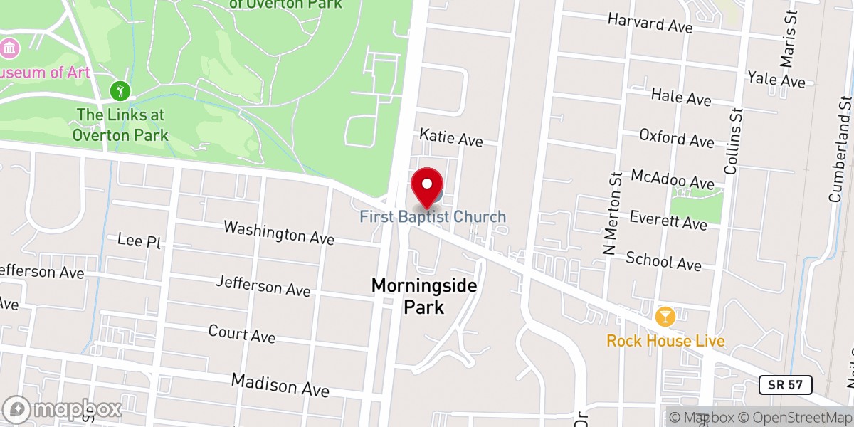 Map showing location of Midtown Baptist Church