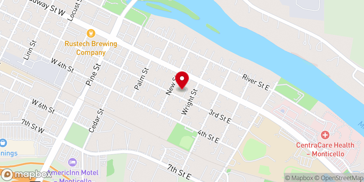 Map showing location of St. Peter's Evangelical Lutheran Church
