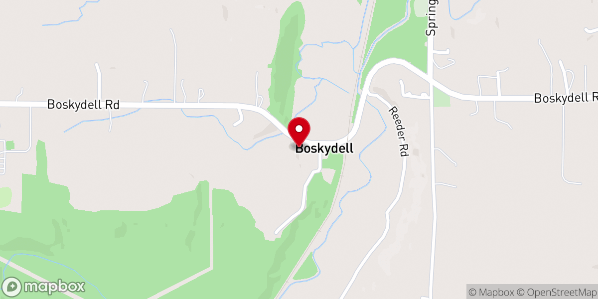 Map showing location of Boskydell Baptist Church