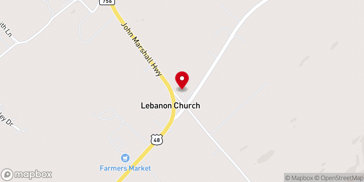 Map showing location of Lebanon Church Community Center