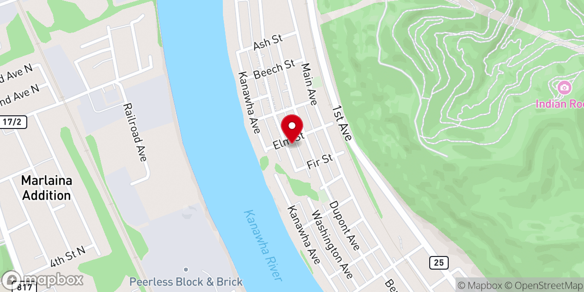 Map showing location of East Nitro Baptist Church