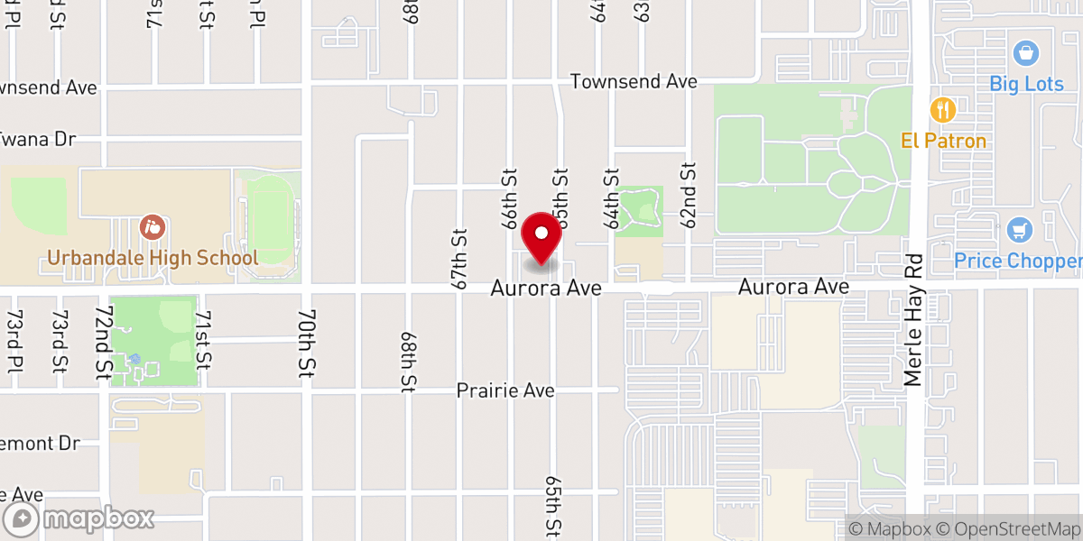 Map showing location of Urbandale Baptist Church