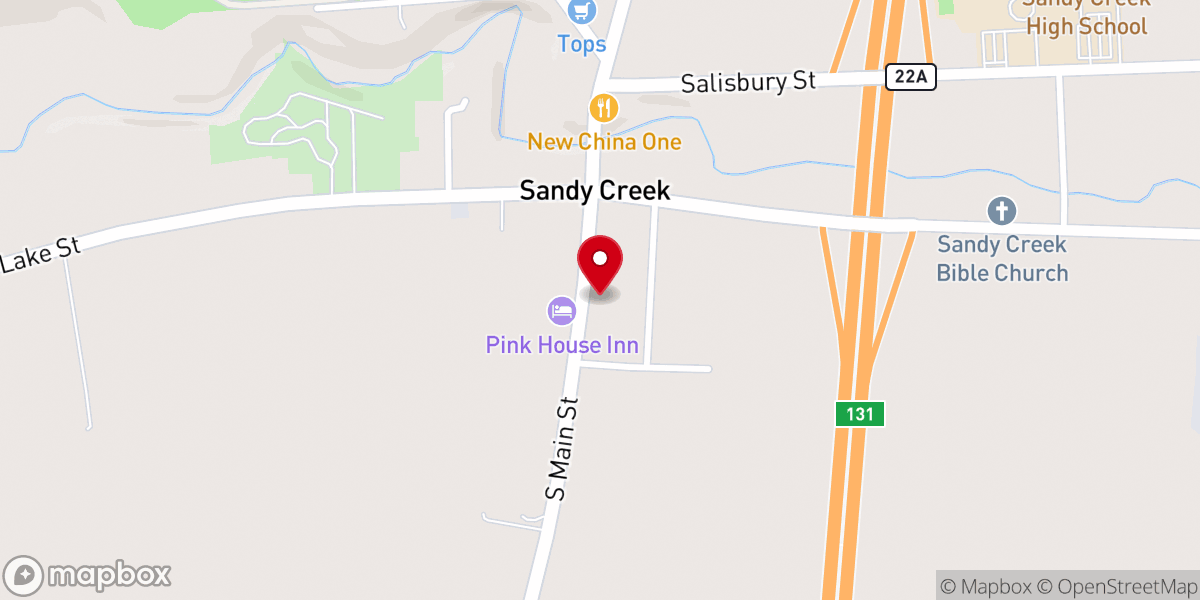 Map showing location of Sandy Creek/Lacona Food Pantry