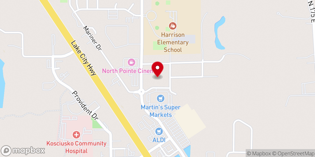Map showing location of Warsaw Family Worship Center