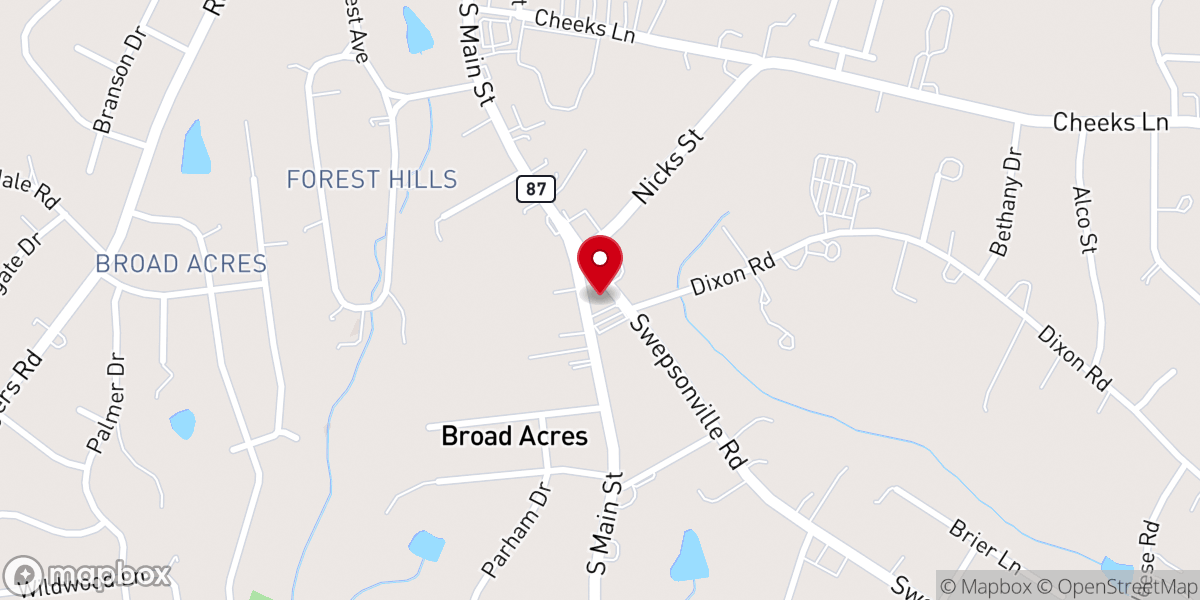 Map showing location of Bethany Presbyterian Church