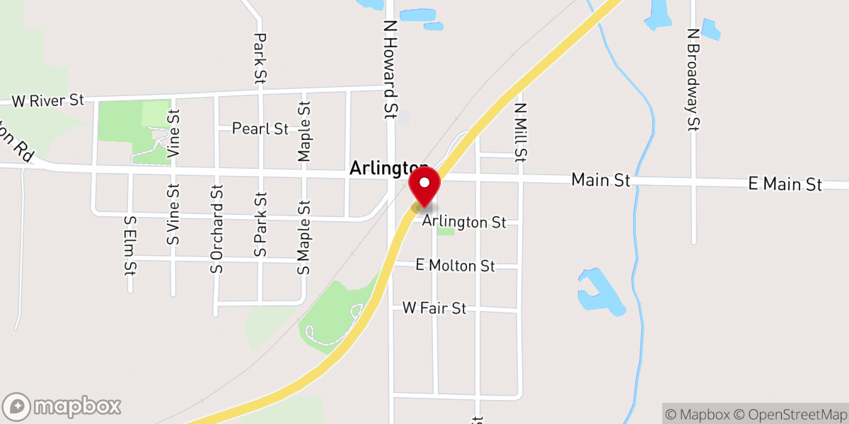 Map showing location of United Methodist Church