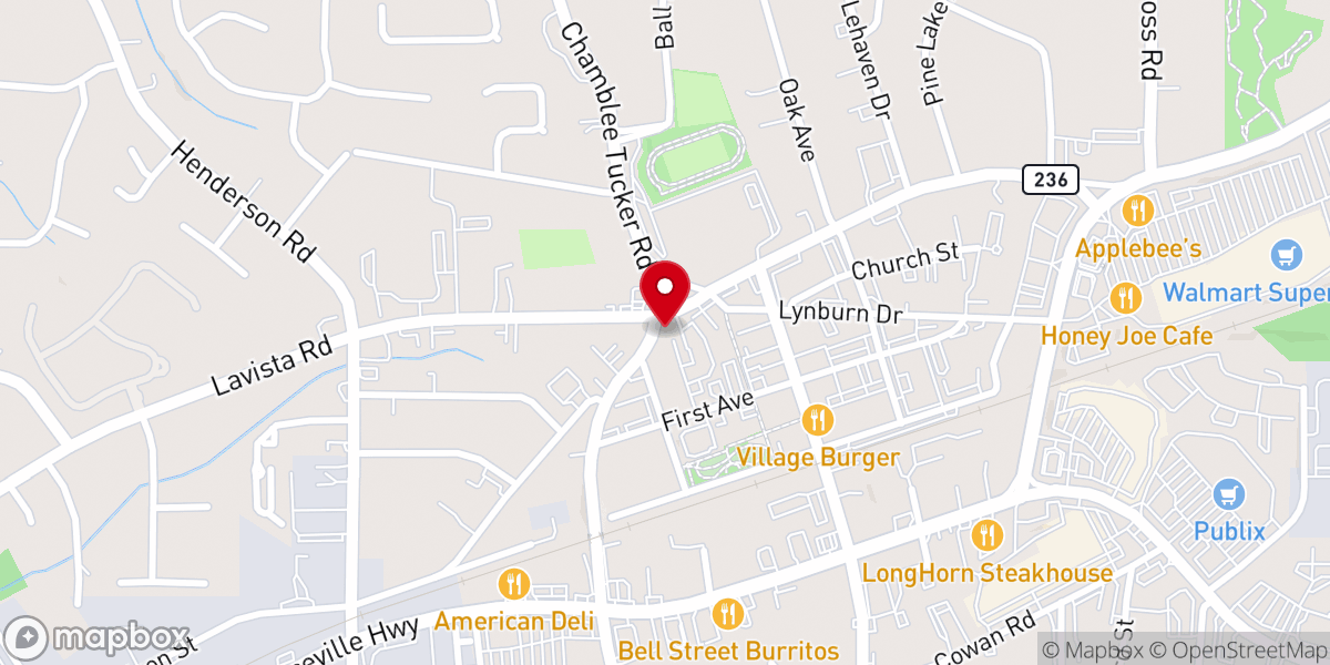 Map showing location of Armenian Apostolic Church or Greater Atlanta Inc