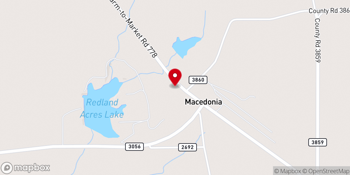 Map showing location of Macedonia Church