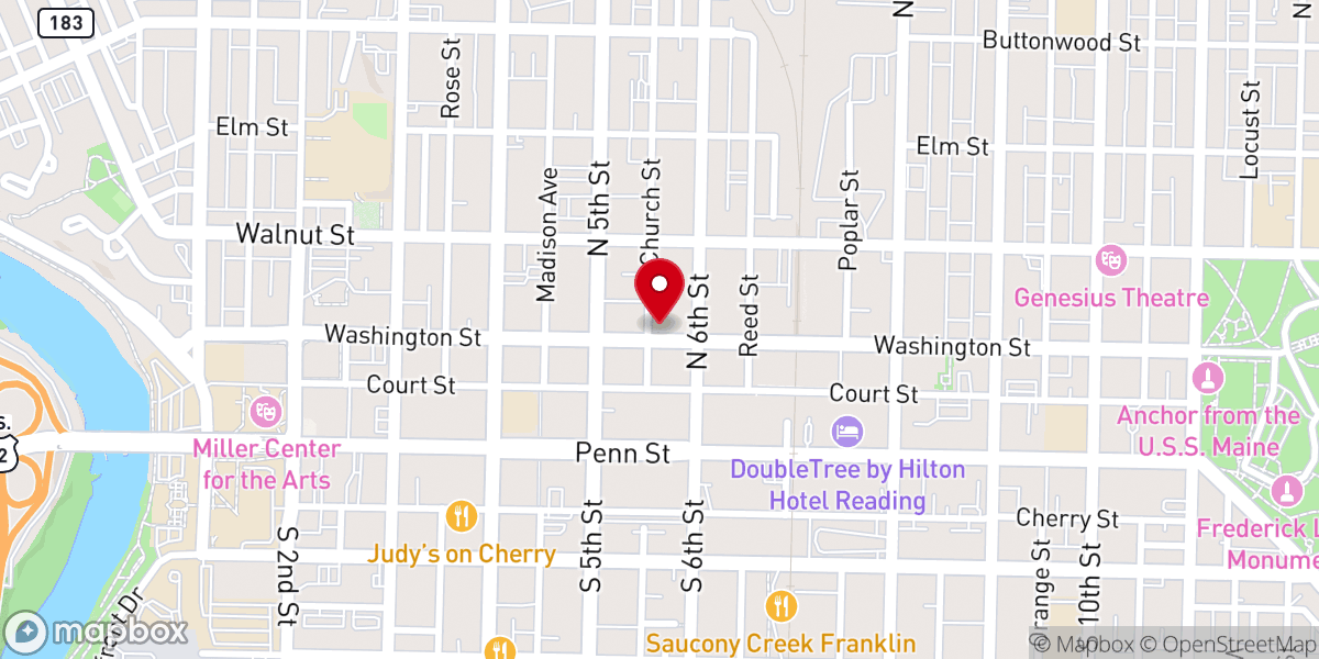 Map showing location of Trinity Lutheran Church