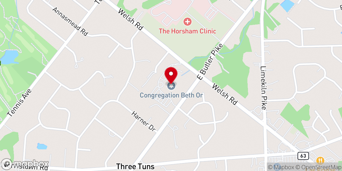 Map showing location of Congregation Beth Or