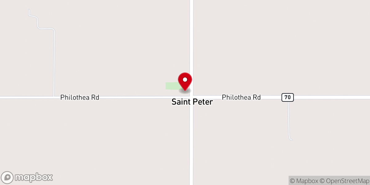 Map showing location of St. Peter Catholic Church