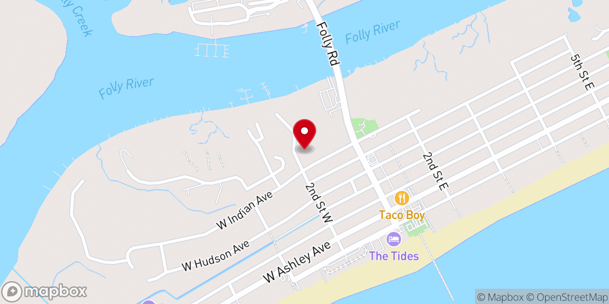 Map showing location of Folly Beach United Methodist