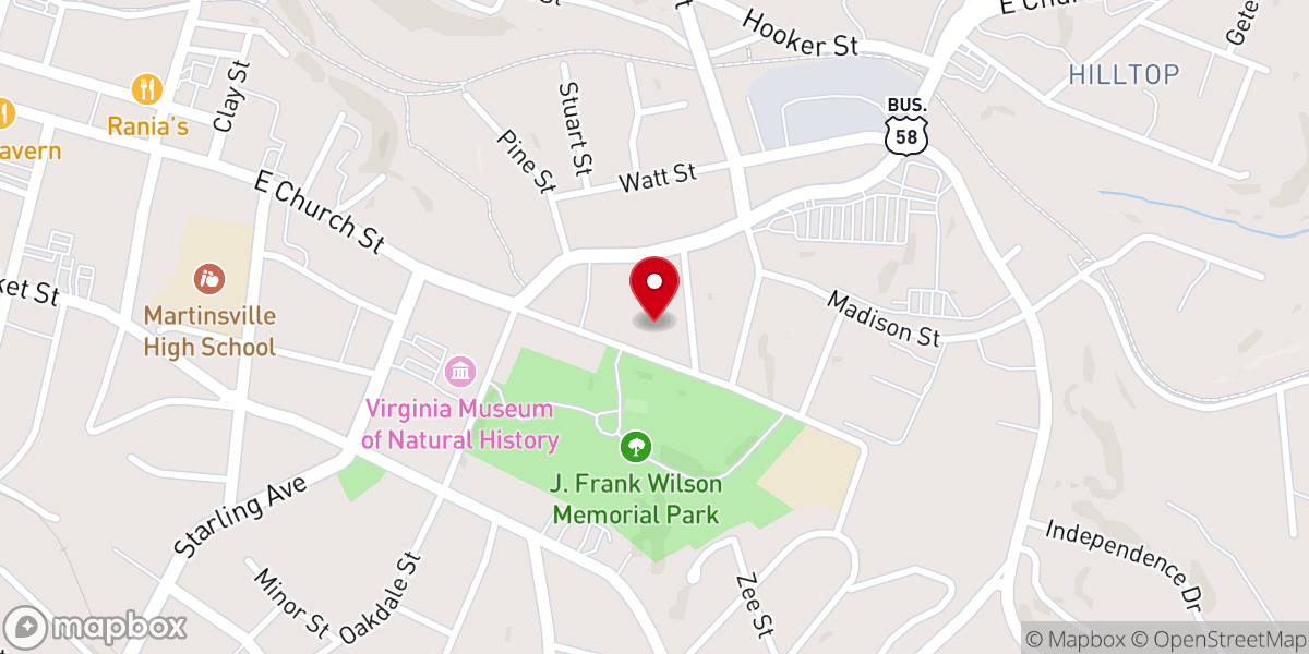 Map showing location of Holy Trinity Lutheran Church