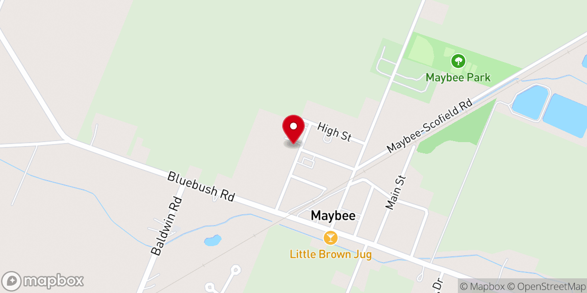 Map showing location of Divine Grace Parish, Maybee