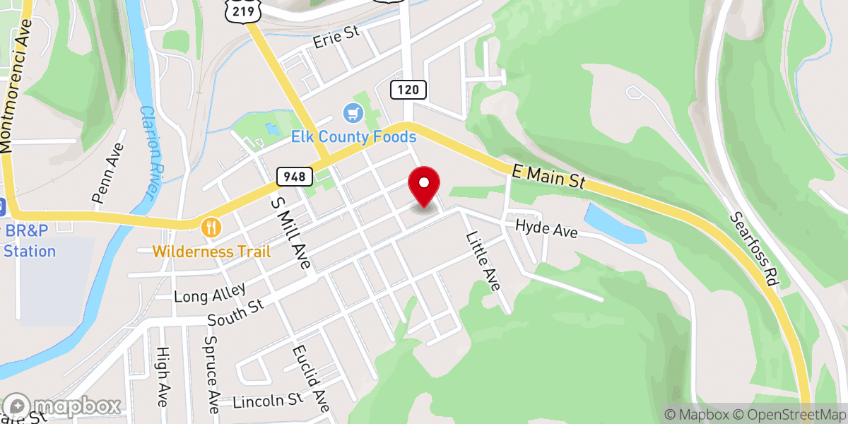 Map showing location of First Lutheran Church