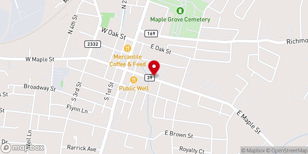 Map showing location of East Maple Street Christian