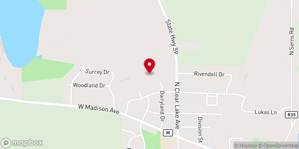 Map showing location of Hope Lutheran Church