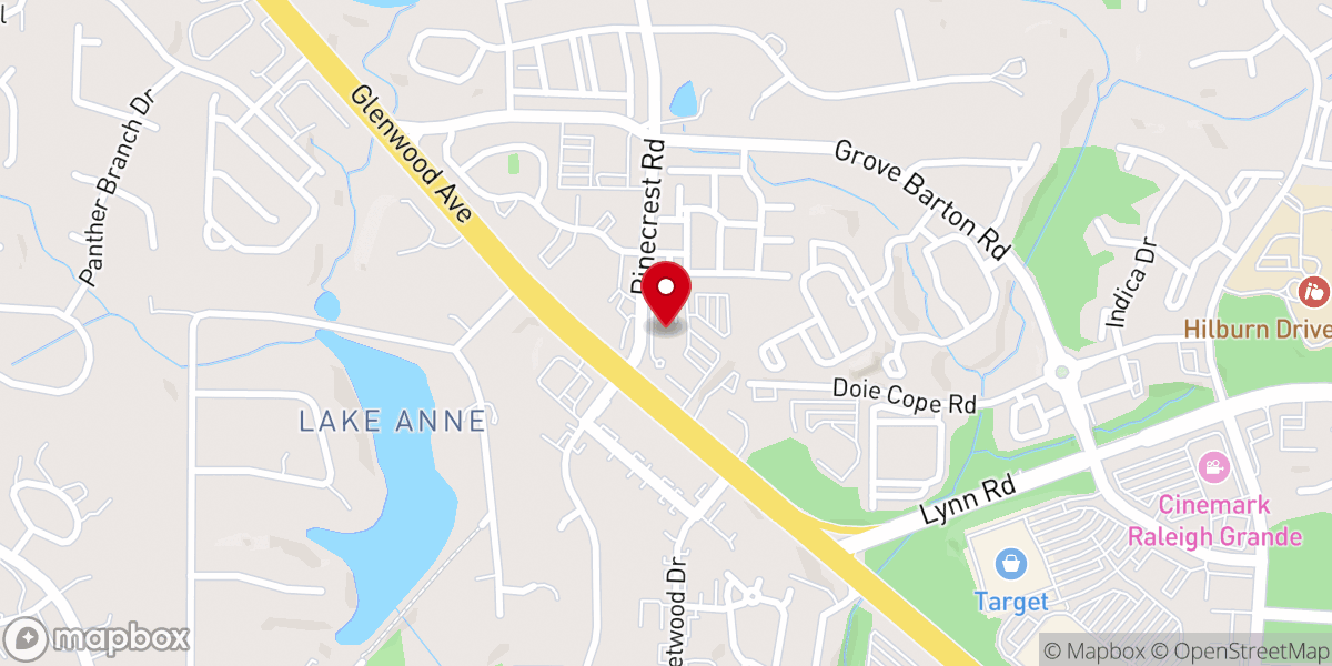 Map showing location of Potters House Church Raleigh