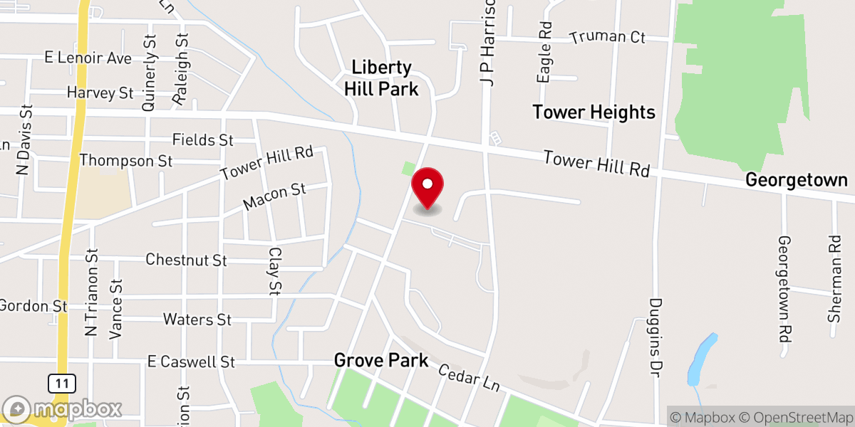 Map showing location of Emmanuel Hill Free Will Baptist Church