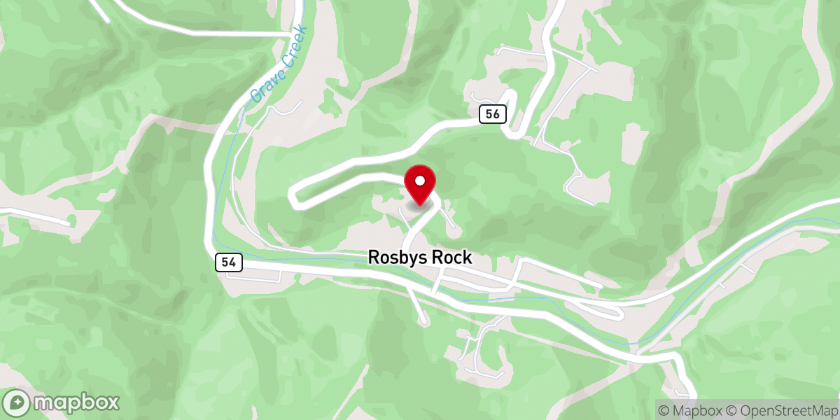 Map showing location of Rosbys Rock Methodist Church