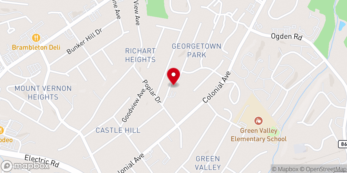 Map showing location of Colonial Presbyterian Church