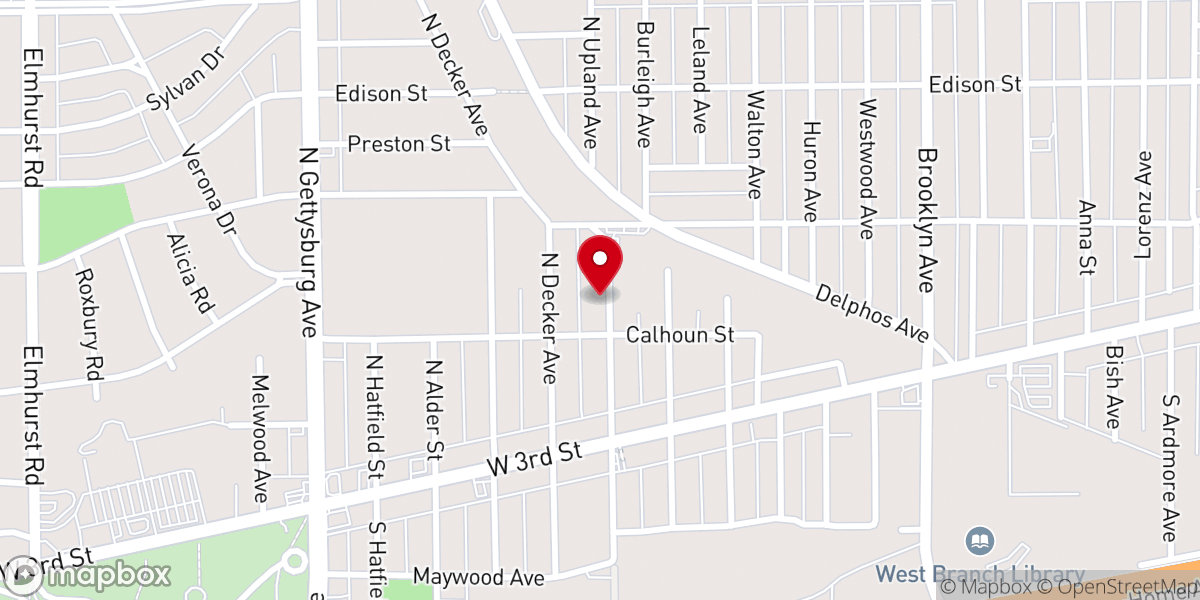 Map showing location of Gethsemane Church of God in Christ Ministries of Dayton Ohio