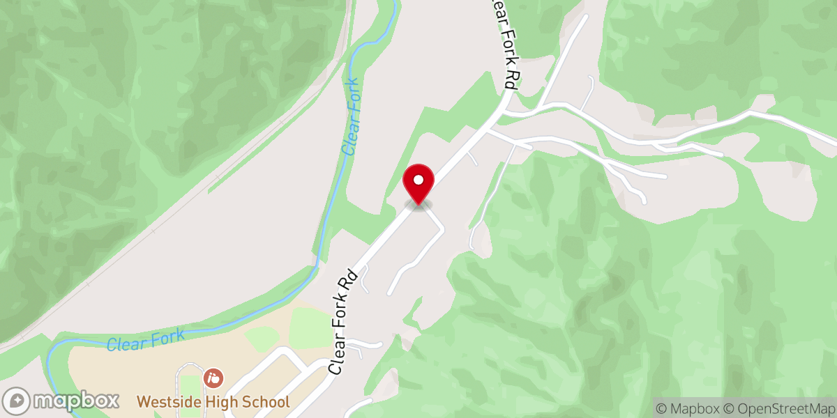 Map showing location of Clear Fork Valley Church
