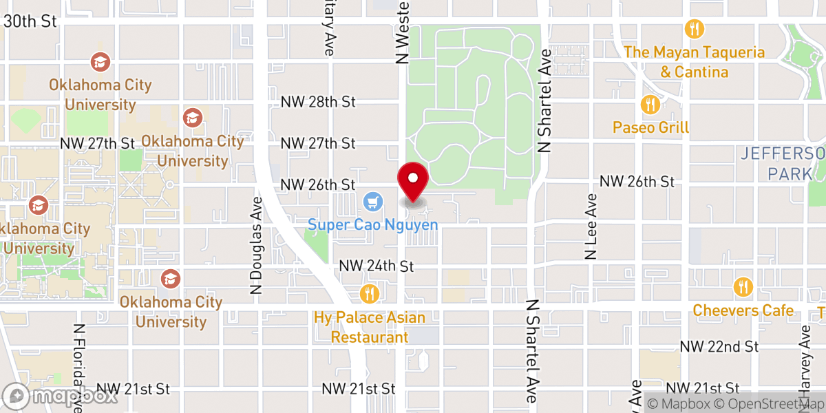 Map showing location of First Presbyterian Church of Oklahoma City
