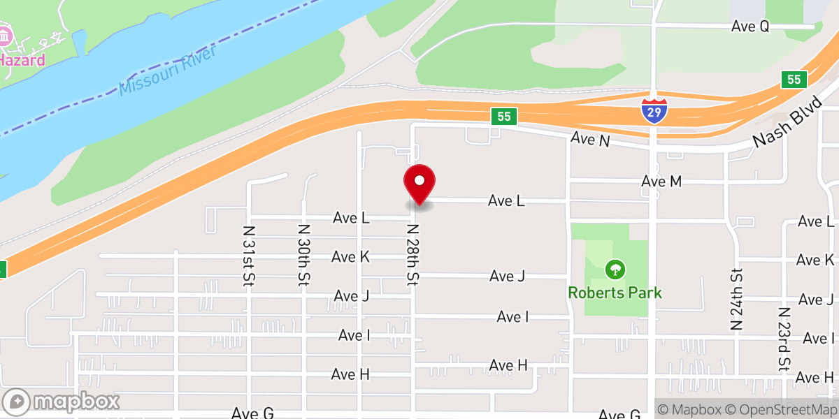 Map showing location of Crossroads Christian Church