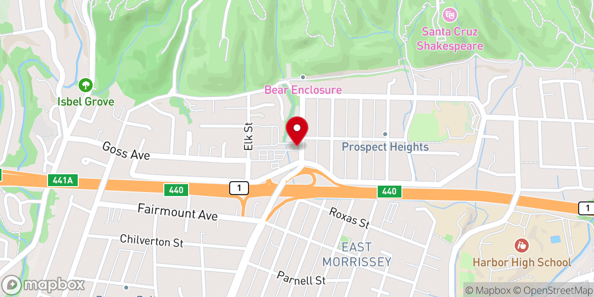 Map showing location of Santa Cruz Church of Christ