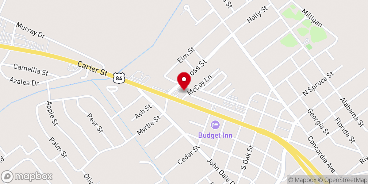 Map showing location of Vidalia Church of Christ