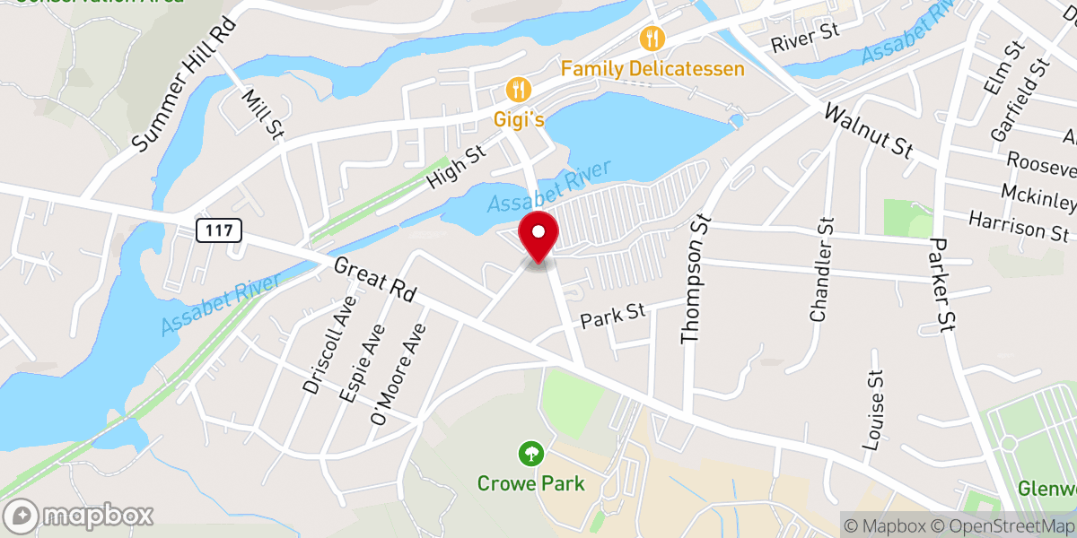 Map showing location of Saint Bridget Church - Ascension Parish Maynard Campus