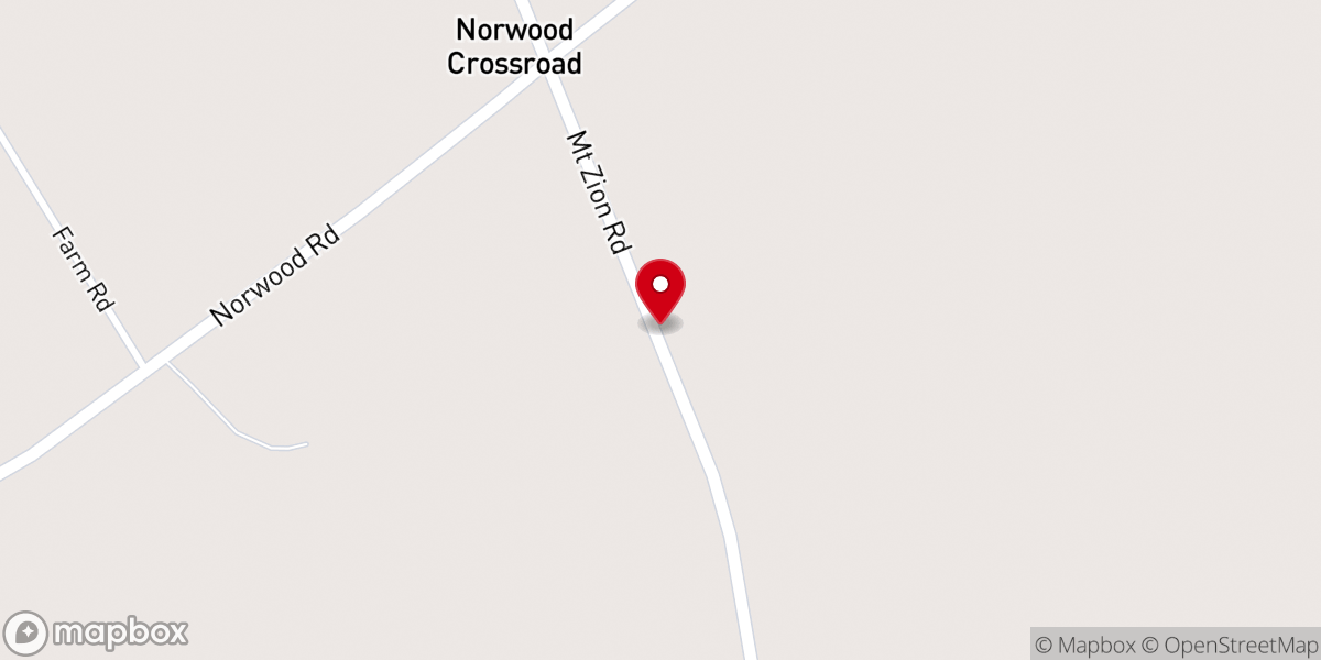 Map showing location of Mt Zion Freewill Baptist Church